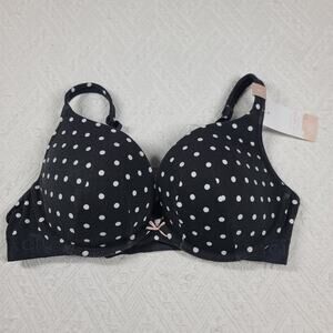 Cacique Boost Plunge Bra The cotton cacique collection black polka dot Size 40C